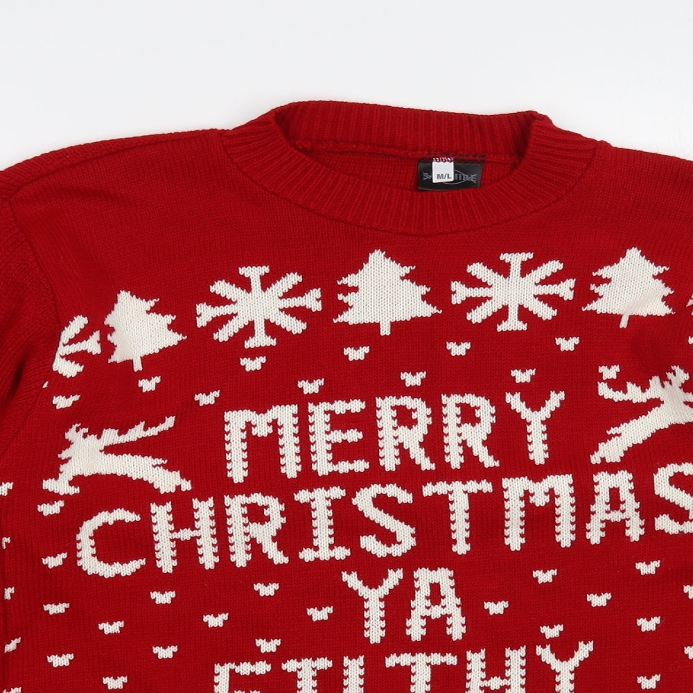 Sapphire Mens Red Crew Neck Acrylic Pullover Jumper Size M - Christmas Jumper