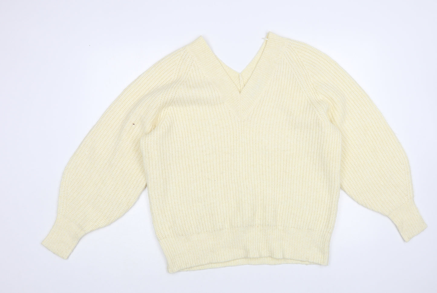 George Womens Ivory V-Neck Acrylic Pullover Jumper Size M