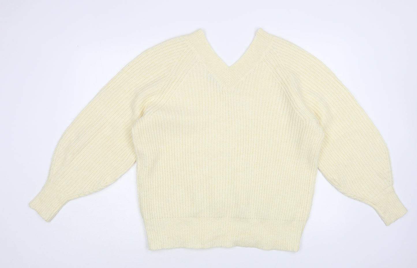 George Womens Ivory V-Neck Acrylic Pullover Jumper Size M