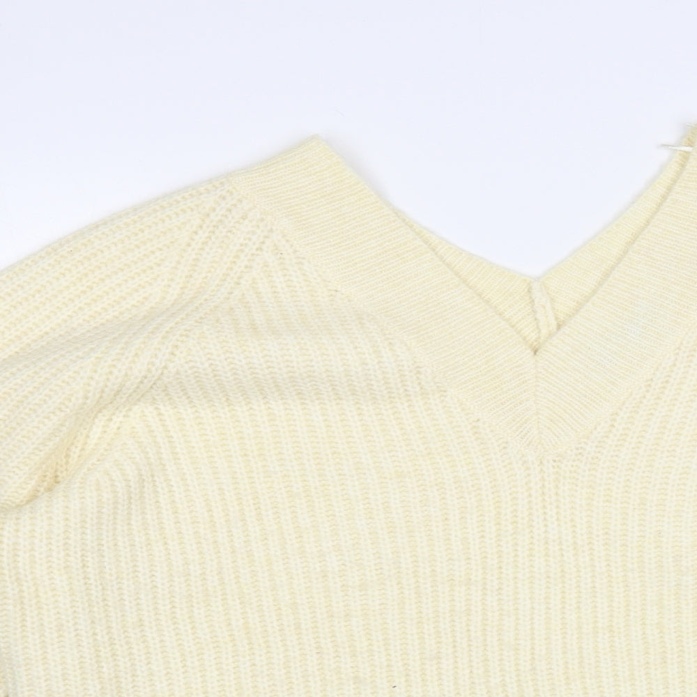 George Womens Ivory V-Neck Acrylic Pullover Jumper Size M