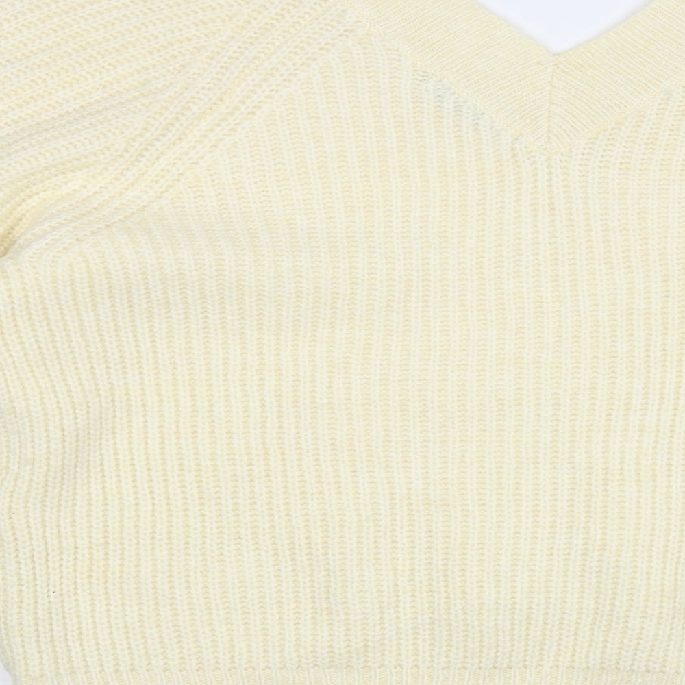 George Womens Ivory V-Neck Acrylic Pullover Jumper Size M