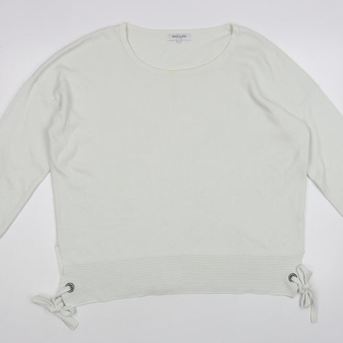 Great Plains Womens White Boat Neck Viscose Pullover Jumper Size XL