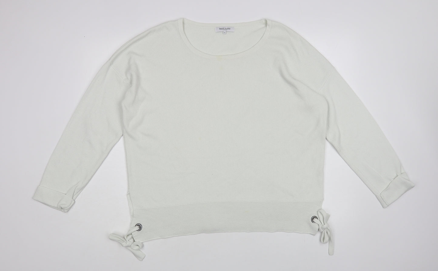 Great Plains Womens White Boat Neck Viscose Pullover Jumper Size XL