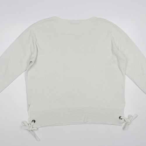 Great Plains Womens White Boat Neck Viscose Pullover Jumper Size XL