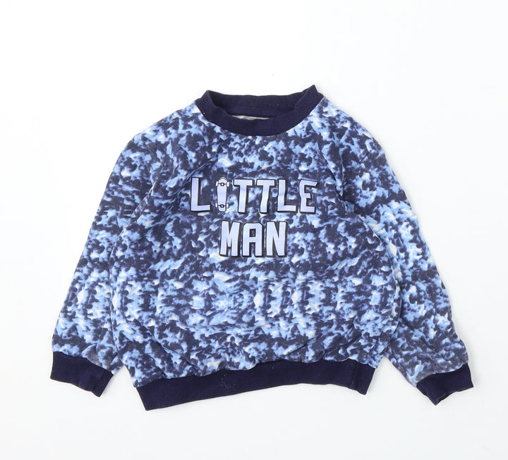 Studio Boys Blue Geometric Cotton Pullover Sweatshirt Size 5-6 Years - little man