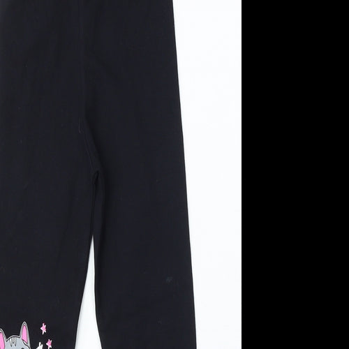 Viollen Girls Black Cotton Jogger Trousers Size 6-7 Years Regular Pullover - Cats