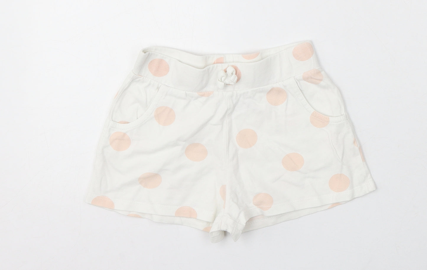 George Girls White Spotted Cotton Sweat Shorts Size 5-6 Years Regular