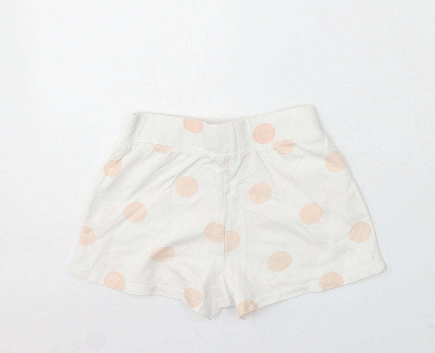 George Girls White Spotted Cotton Sweat Shorts Size 5-6 Years Regular