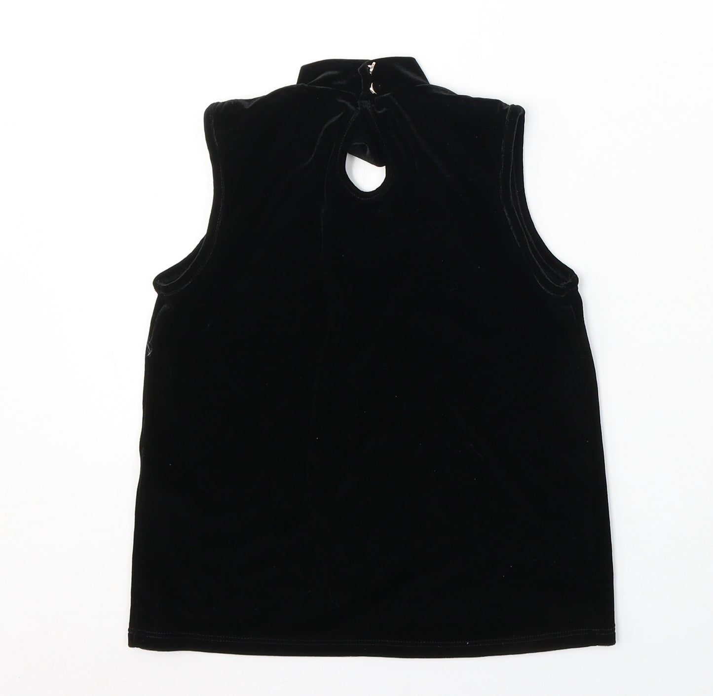 D Lisle Girls Black Polyester Basic Tank Size 11 Years Mock Neck Hook & Eye