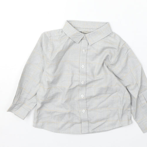 Mango Boys Grey Check Cotton Basic Button-Up Size 12-18 Months Collared Button