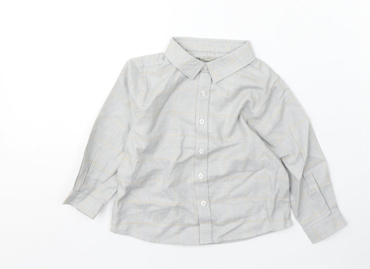 Mango Boys Grey Check Cotton Basic Button-Up Size 12-18 Months Collared Button