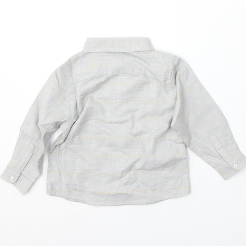 Mango Boys Grey Check Cotton Basic Button-Up Size 12-18 Months Collared Button