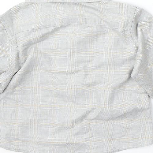 Mango Boys Grey Check Cotton Basic Button-Up Size 12-18 Months Collared Button