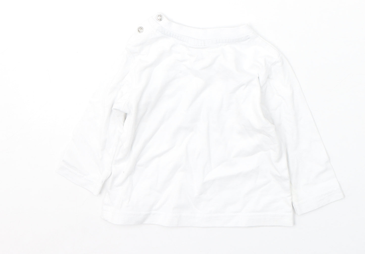 Topo Mini Boys White Cotton Basic T-Shirt Size 12-18 Months Round Neck Snap - boy at work