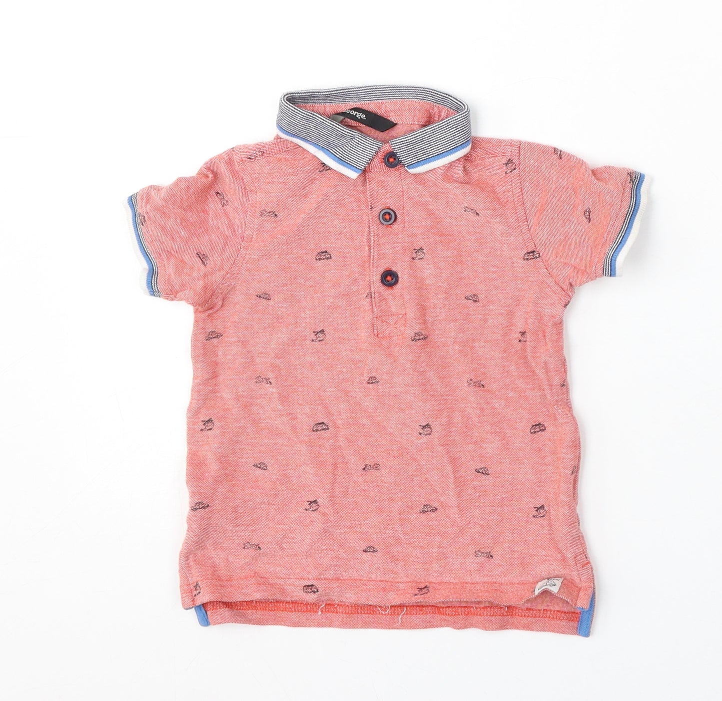 George Boys Pink Geometric Cotton Basic Polo Size 18-24 Months Collared Button - Transport