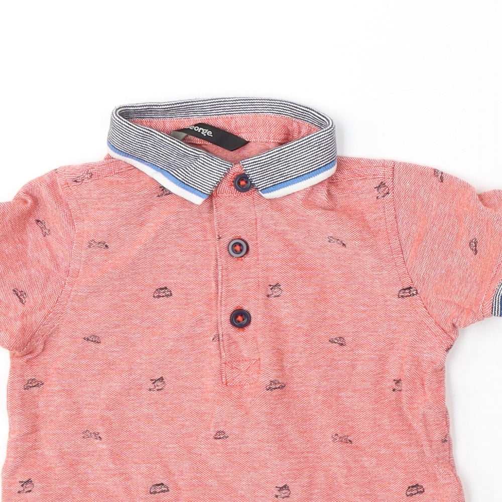 George Boys Pink Geometric Cotton Basic Polo Size 18-24 Months Collared Button - Transport