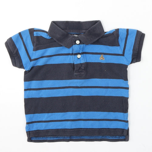 Gap Boys Blue Striped Cotton Basic Polo Size 2 Years Collared Button