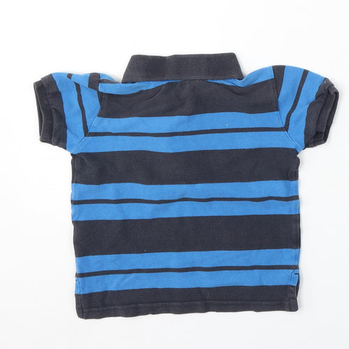 Gap Boys Blue Striped Cotton Basic Polo Size 2 Years Collared Button