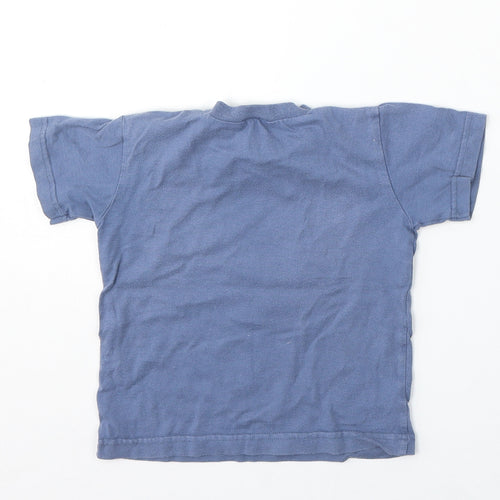 Preworn Boys Blue Cotton Basic T-Shirt Size 2 Years Round Neck
