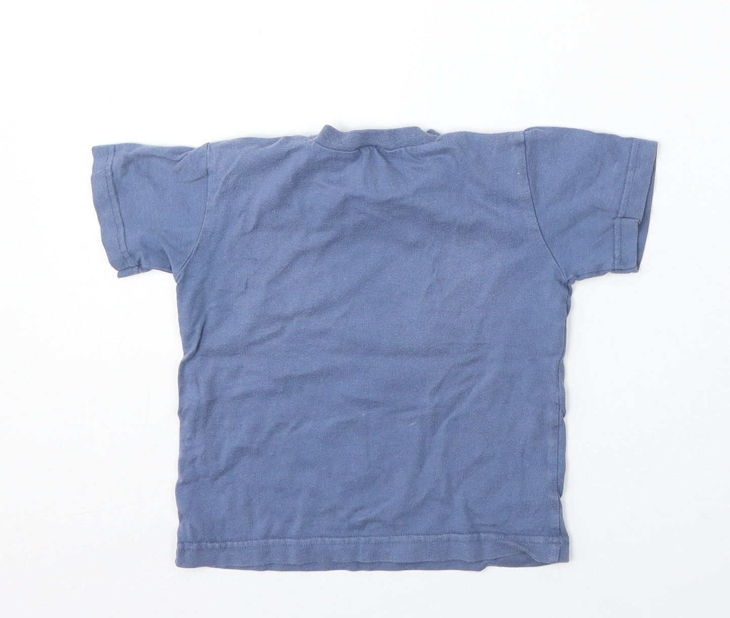 Preworn Boys Blue Cotton Basic T-Shirt Size 2 Years Round Neck