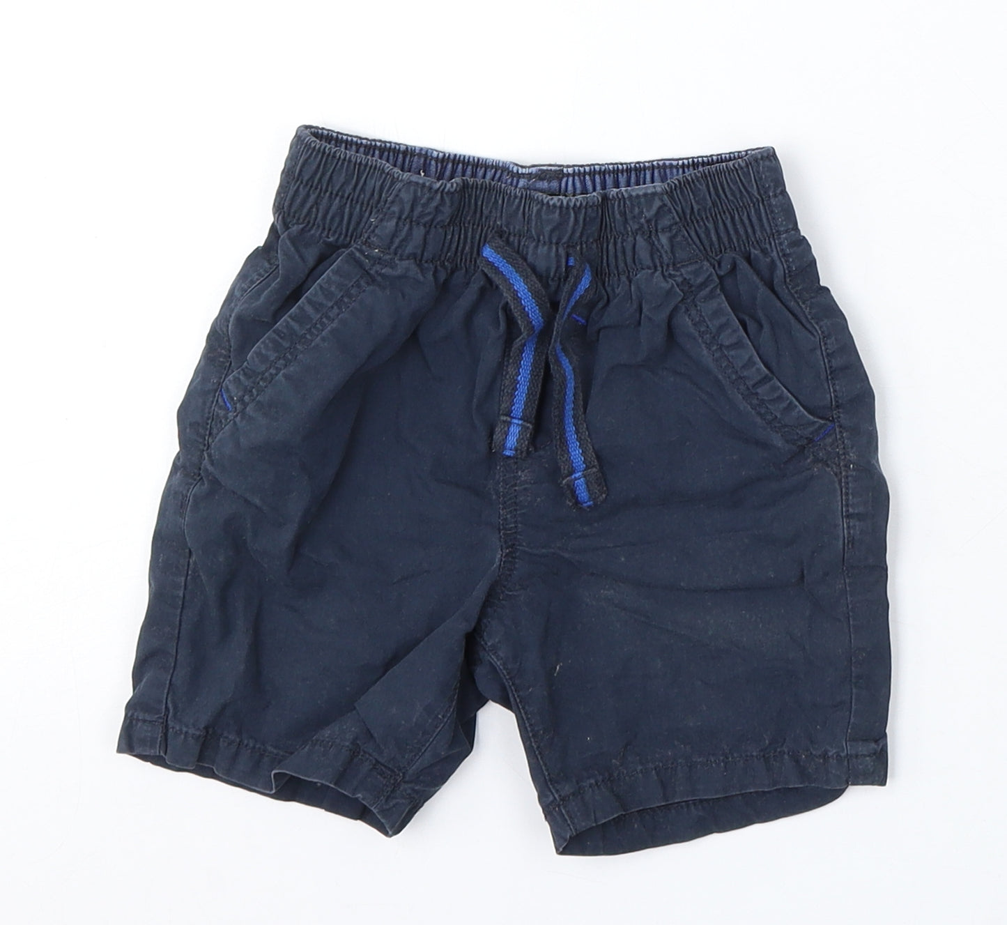 NEXT Boys Blue Cotton Chino Shorts Size 2-3 Years Regular Drawstring