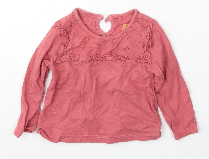 Primark Girls Pink Cotton Basic T-Shirt Size 6-9 Months Round Neck Button