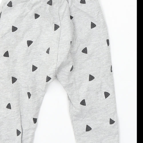 Limited Edition Girls Grey Geometric Cotton Jogger Trousers Size 9-12 Months