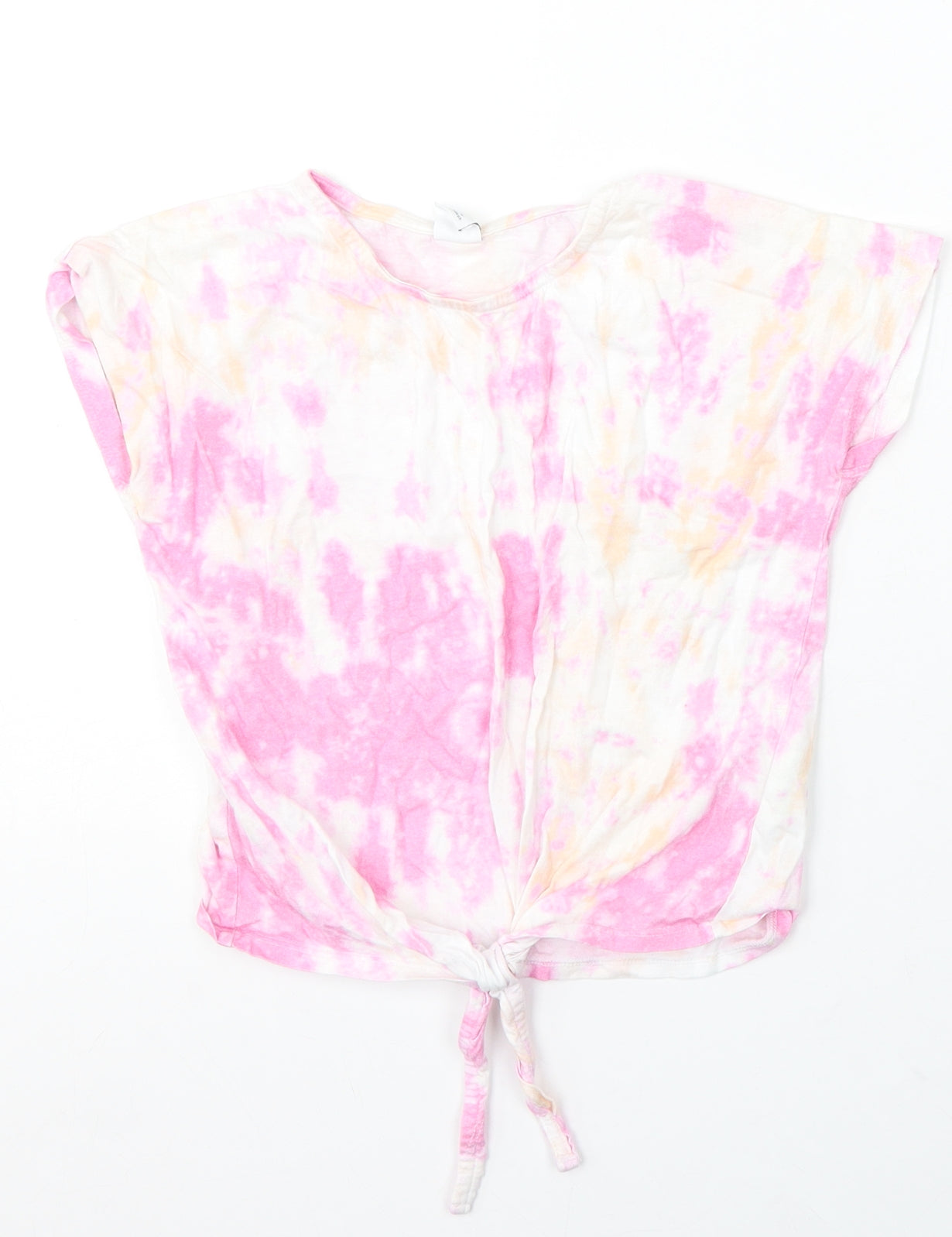 Lindex Girls Multicoloured Geometric Polyester Basic T-Shirt Size 8-9 Years Round Neck - Tie-Dye