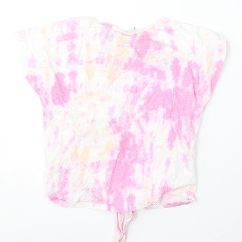 Lindex Girls Multicoloured Geometric Polyester Basic T-Shirt Size 8-9 Years Round Neck - Tie-Dye