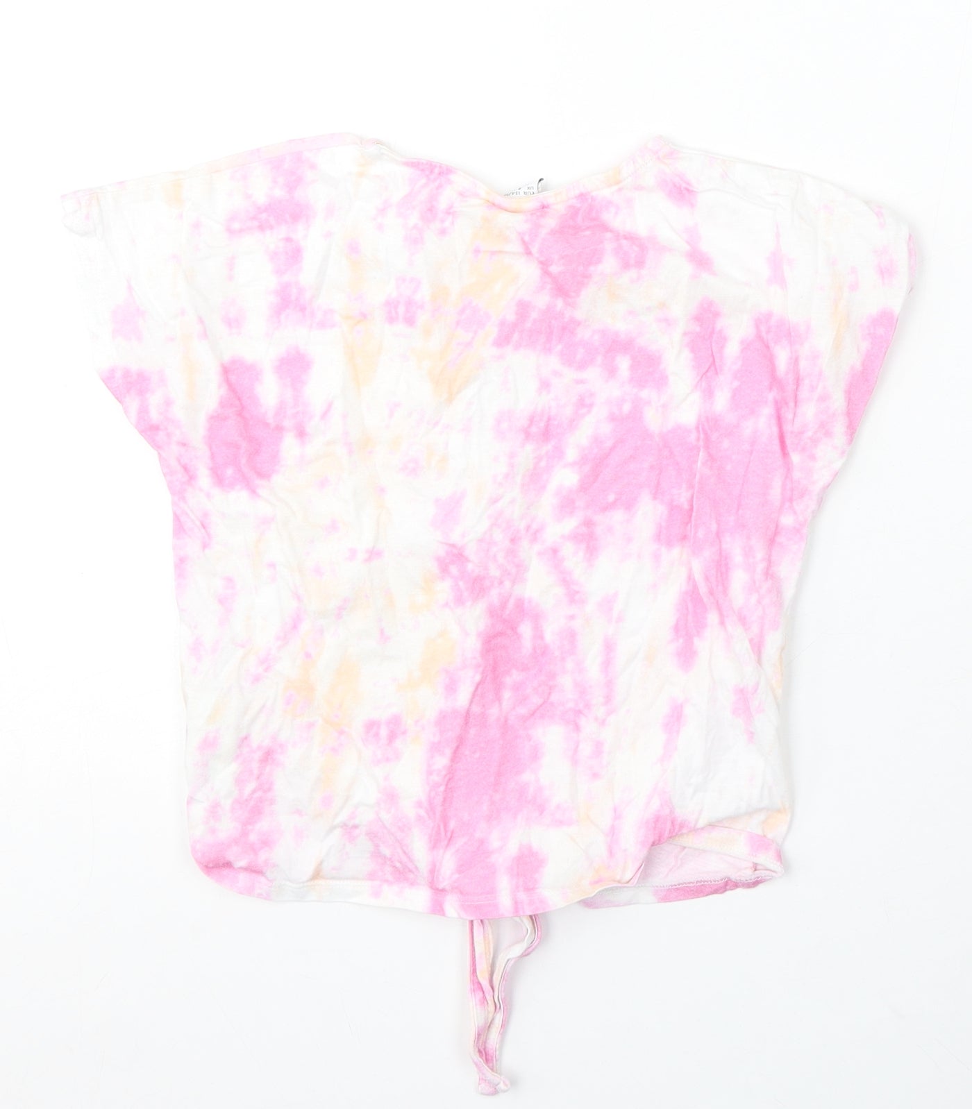 Lindex Girls Multicoloured Geometric Polyester Basic T-Shirt Size 8-9 Years Round Neck - Tie-Dye