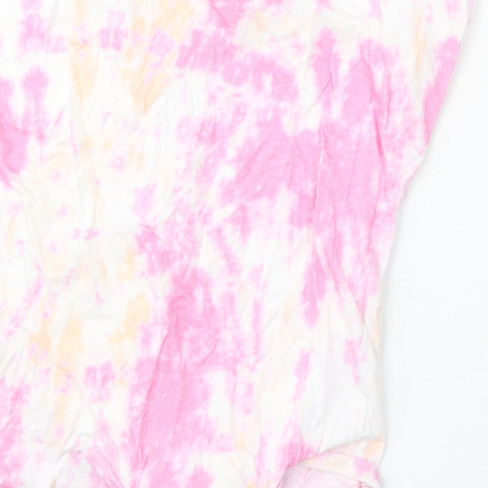 Lindex Girls Multicoloured Geometric Polyester Basic T-Shirt Size 8-9 Years Round Neck - Tie-Dye