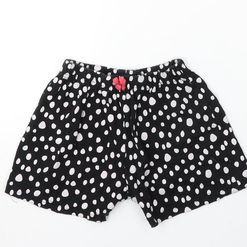 Disney Girls Black Geometric Polyester Sweat Shorts Size 7-8 Years Regular
