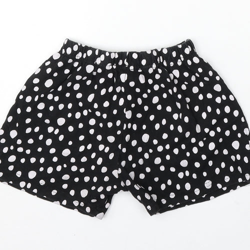 Disney Girls Black Geometric Polyester Sweat Shorts Size 7-8 Years Regular