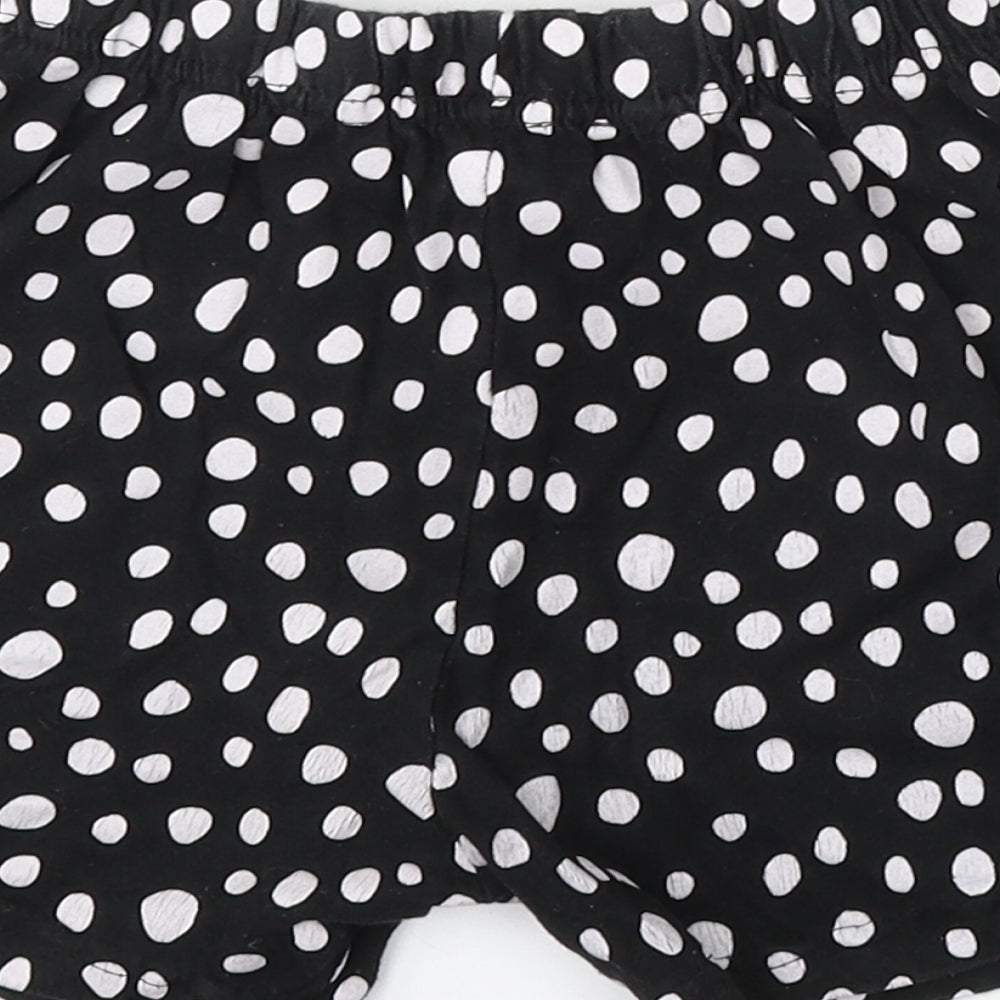 Disney Girls Black Geometric Polyester Sweat Shorts Size 7-8 Years Regular