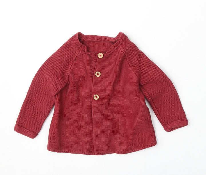 George Girls Red Cotton Cardigan Jumper Size 6-9 Months Button
