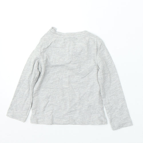 Limited Edition Girls Grey Cotton Basic T-Shirt Size 9-12 Months Round Neck - Smile