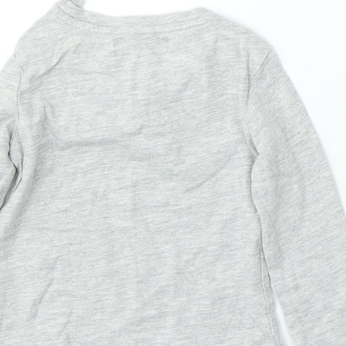 Limited Edition Girls Grey Cotton Basic T-Shirt Size 9-12 Months Round Neck - Smile