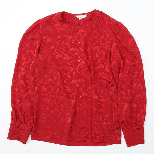 Planet Womens Red Round Neck Geometric Polyester Cardigan Jumper Size 8