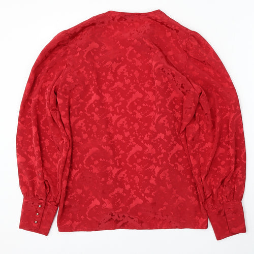 Planet Womens Red Round Neck Geometric Polyester Cardigan Jumper Size 8