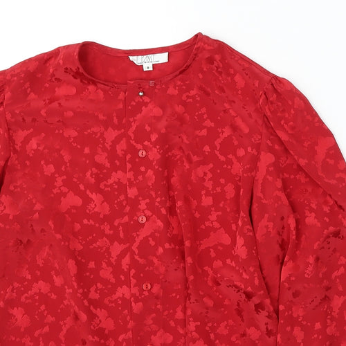 Planet Womens Red Round Neck Geometric Polyester Cardigan Jumper Size 8