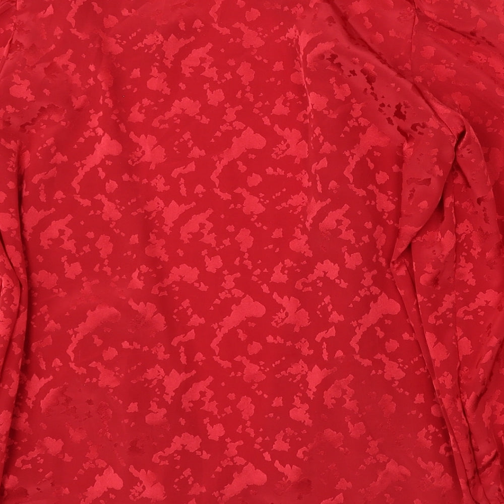 Planet Womens Red Round Neck Geometric Polyester Cardigan Jumper Size 8