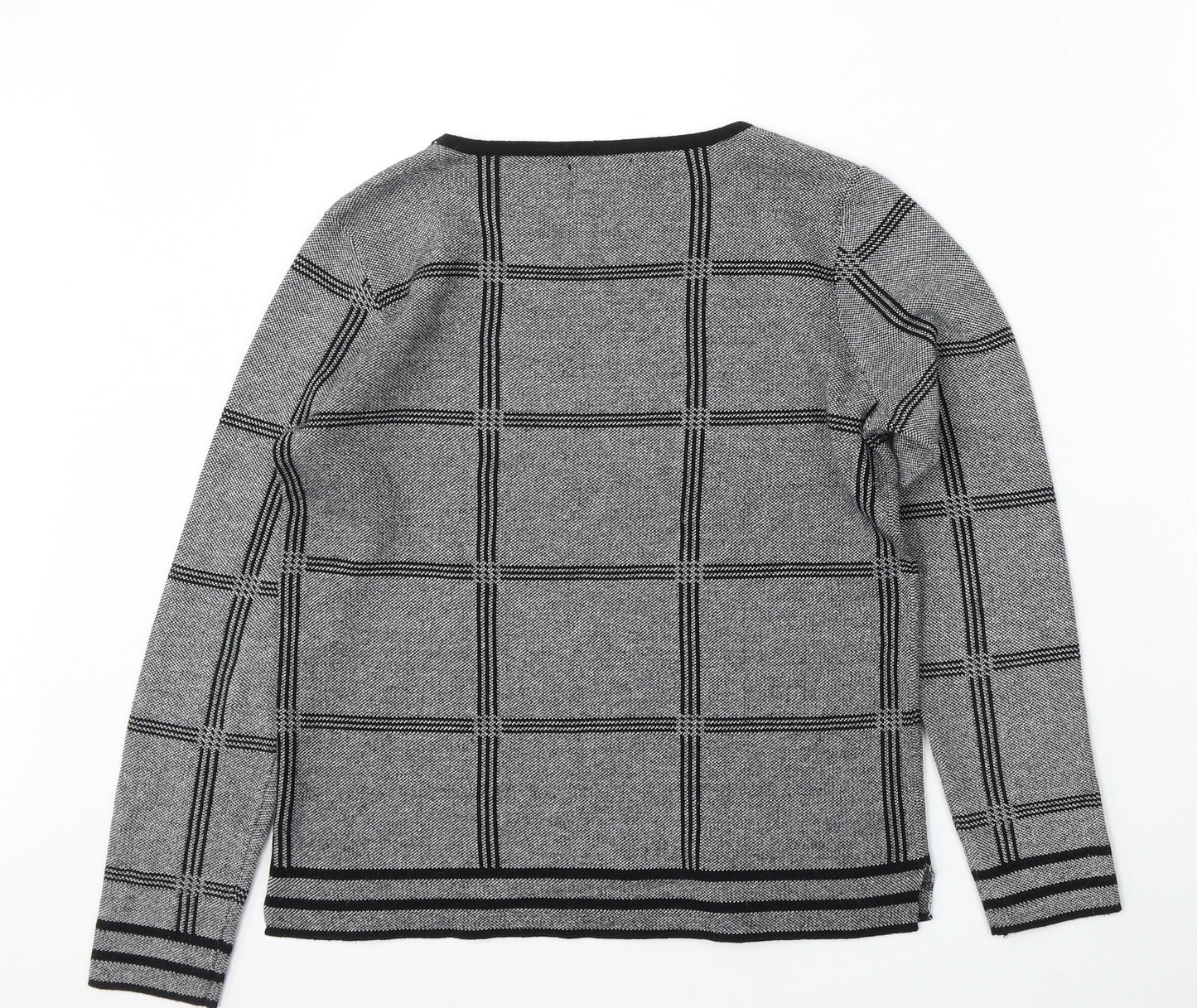 Papaya Womens Grey Round Neck Geometric Acrylic Pullover Jumper Size 12
