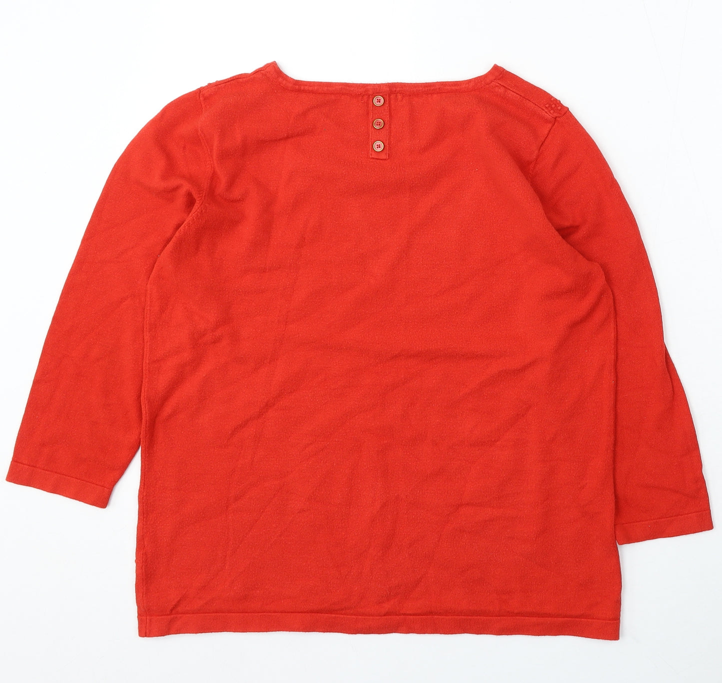 M&Co Womens Red Round Neck Polyester Pullover Jumper Size 14