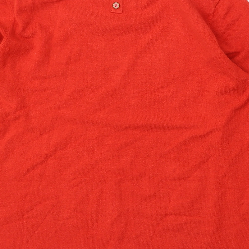 M&Co Womens Red Round Neck Polyester Pullover Jumper Size 14