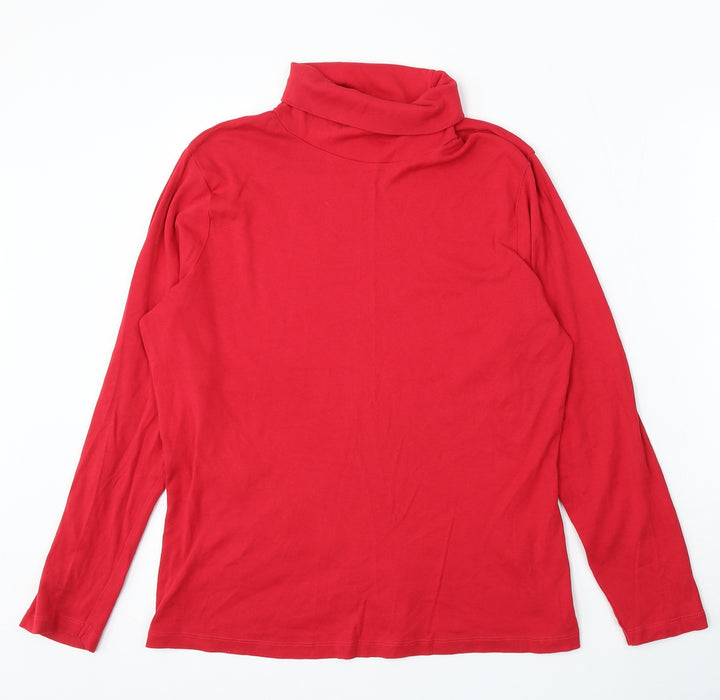 M&Co Womens Red Roll Neck Cotton Pullover Jumper Size 22