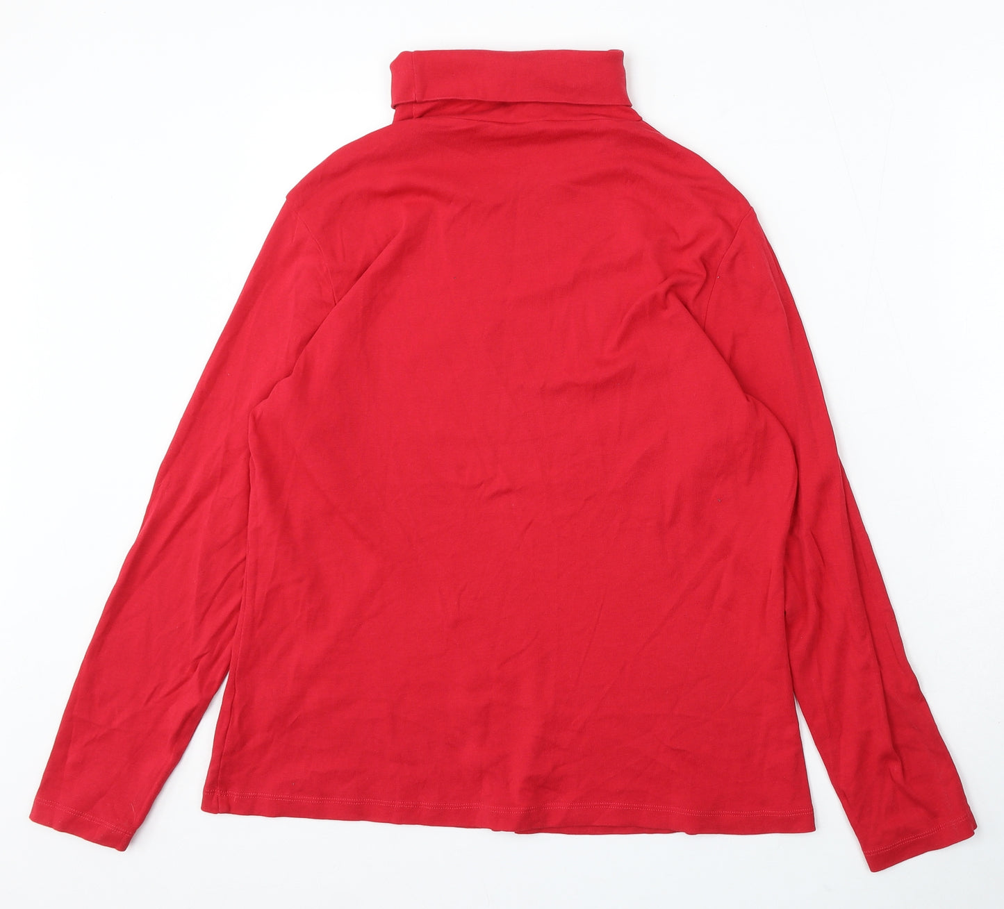 M&Co Womens Red Roll Neck Cotton Pullover Jumper Size 22