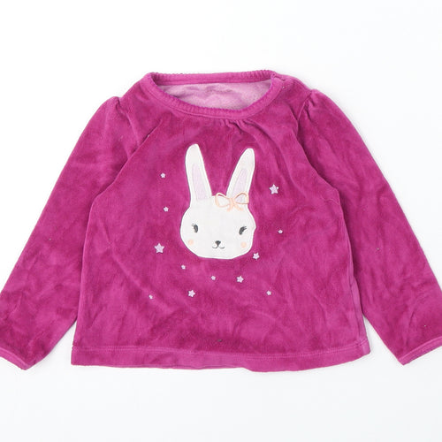 Verbaudet Girls Purple Cotton Pullover Sweatshirt Size 3 Years - Rabbit