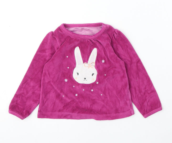 Verbaudet Girls Purple Cotton Pullover Sweatshirt Size 3 Years - Rabbit