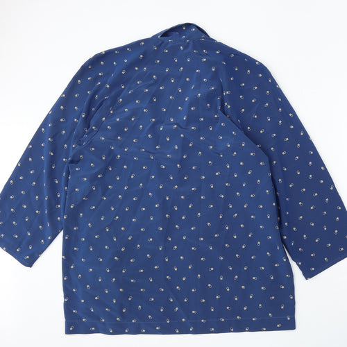 Country Casuals Womens Blue Collared Geometric Polyester Cardigan Jumper Size 10
