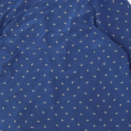 Country Casuals Womens Blue Collared Geometric Polyester Cardigan Jumper Size 10